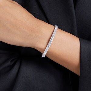 Swarovski Sublima bangle Snow pavé, White, Rhodium plated